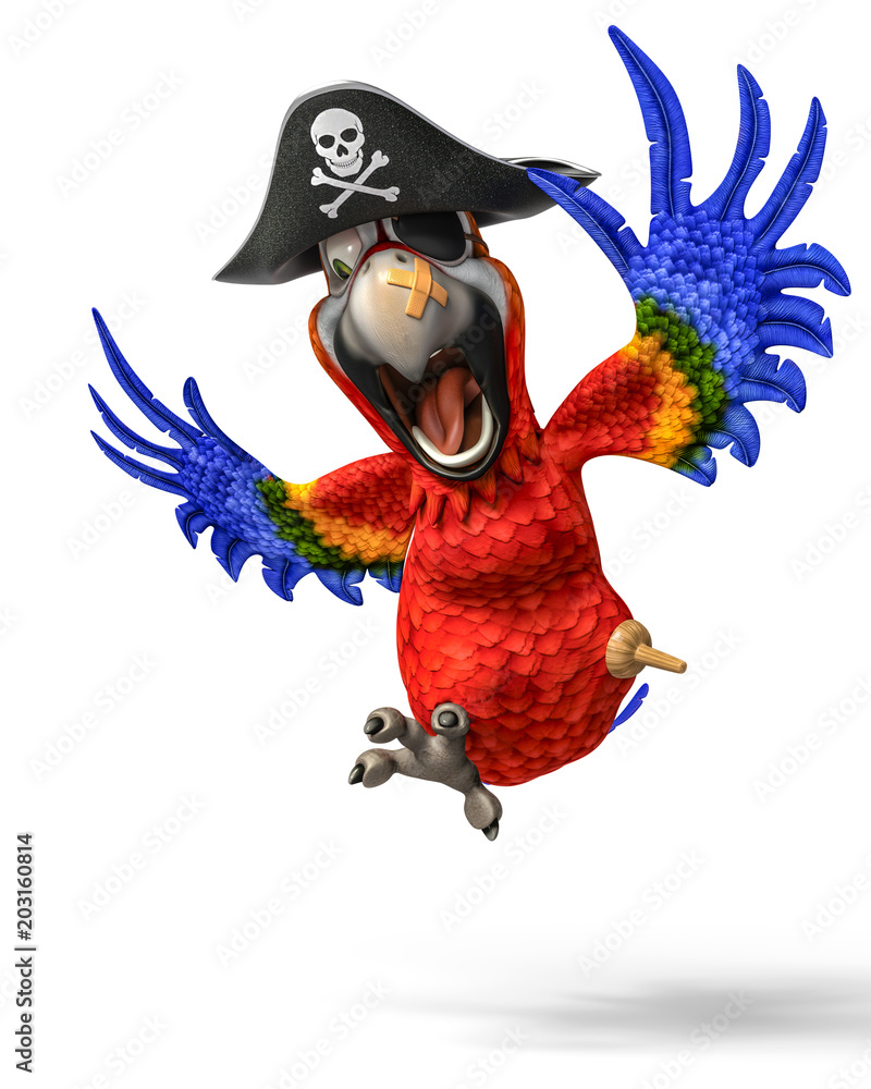Fototapeta premium pirat, papuga, rysunek