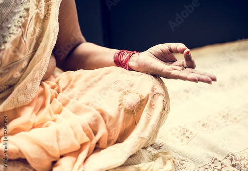 A meditating Indian woman