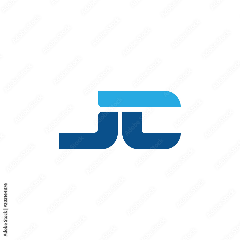 Initial letter JC, straight linked line bold logo, simple flat blue colors Initial letter JC, straight linked line bold logo, simple flat blue colors