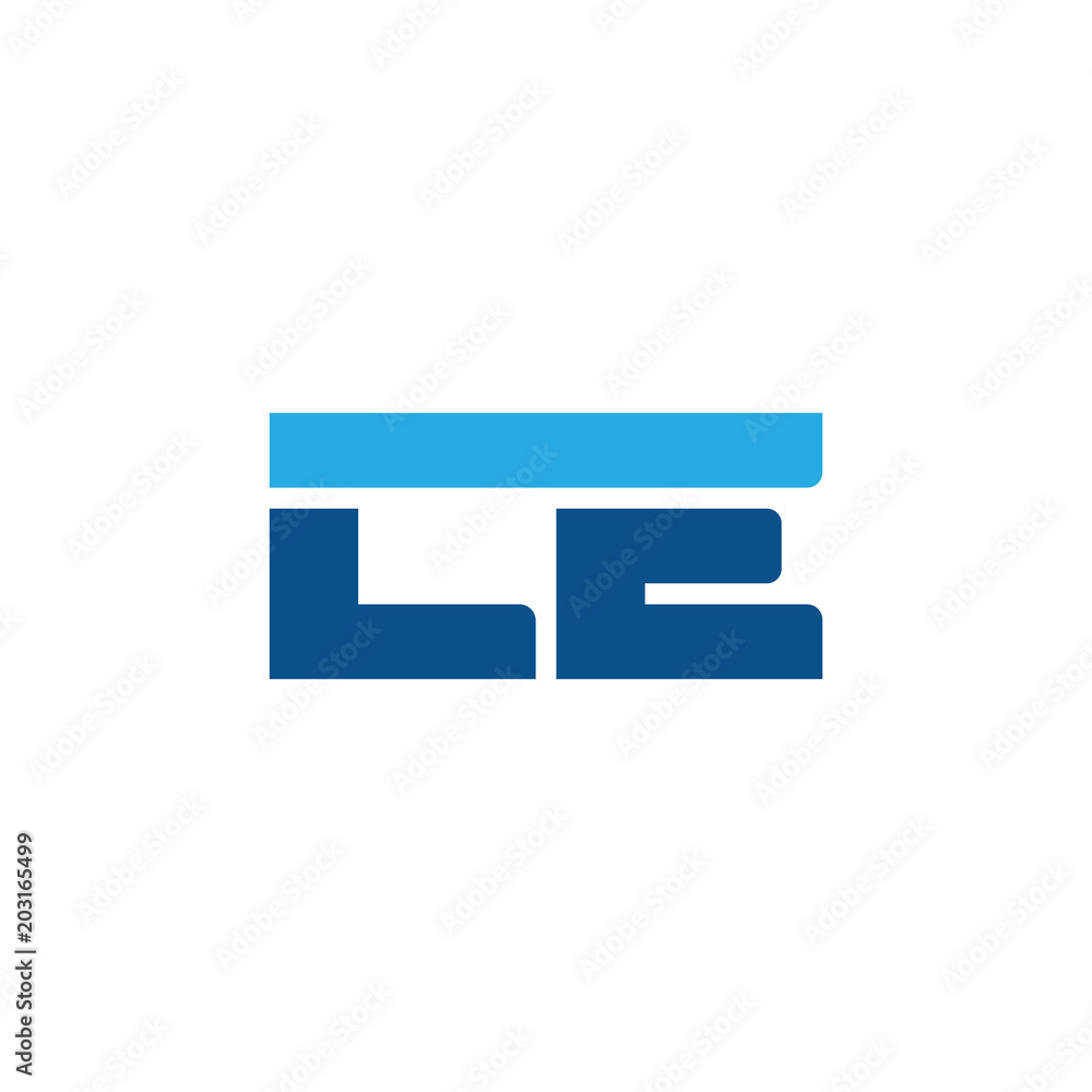 Initial letter LE, straight linked line bold logo, simple flat blue colors Initial letter LE, straight linked line bold logo, simple flat blue colors