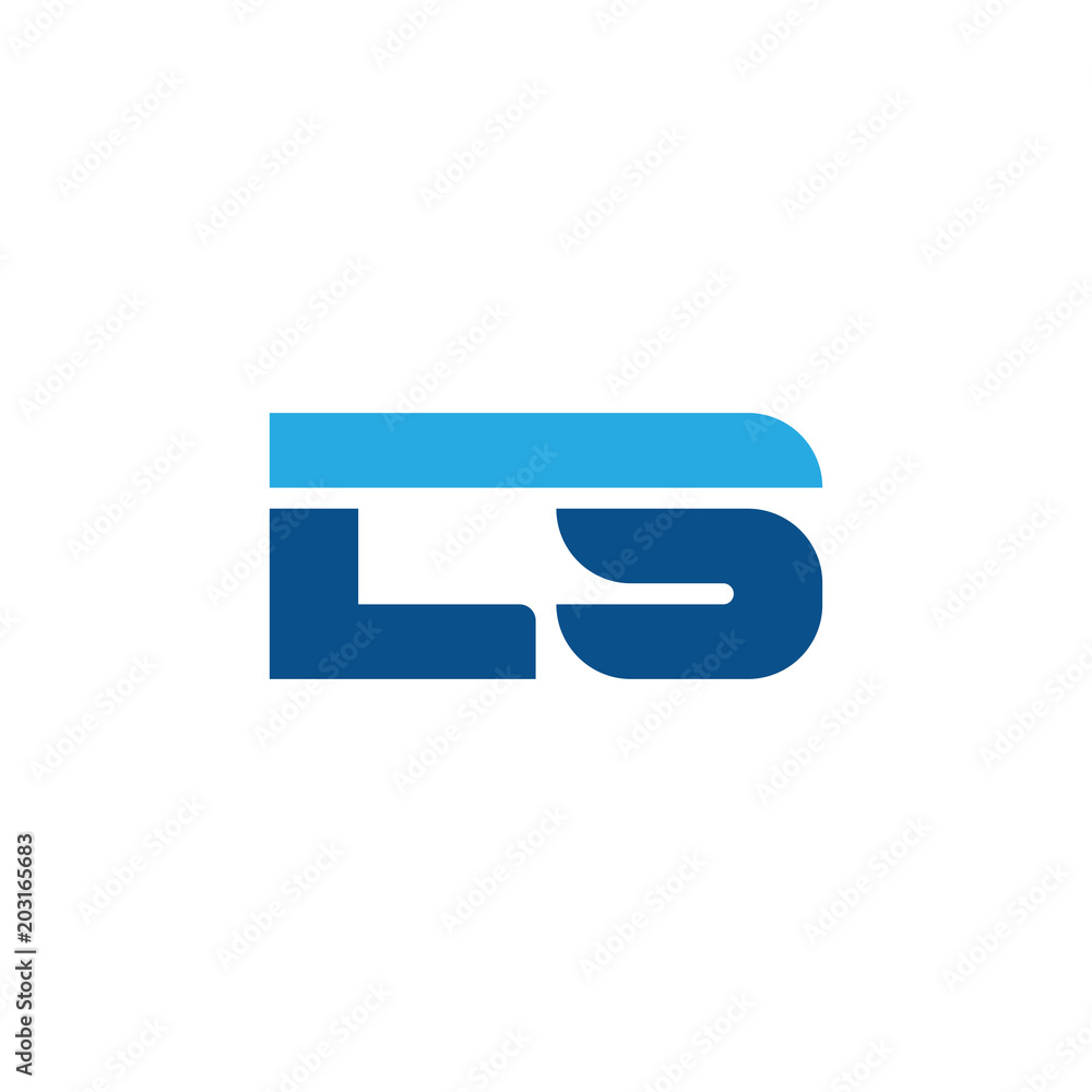Initial letter LS, straight linked line bold logo, simple flat blue colors Initial letter LS, straight linked line bold logo, simple flat blue colors