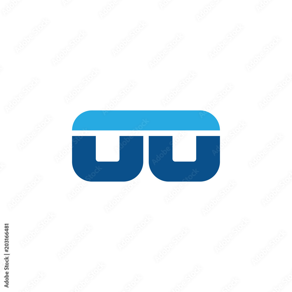 Initial letter OO, straight linked line bold logo, simple flat blue colors Initial letter OO, straight linked line bold logo, simple flat blue colors