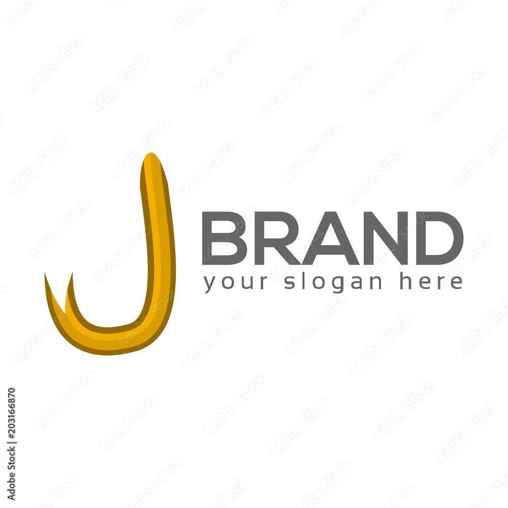 Letter J with ribbon on white background. Logo Design Template. Flat design Letter J with ribbon on white background. Logo Design Template. Flat design