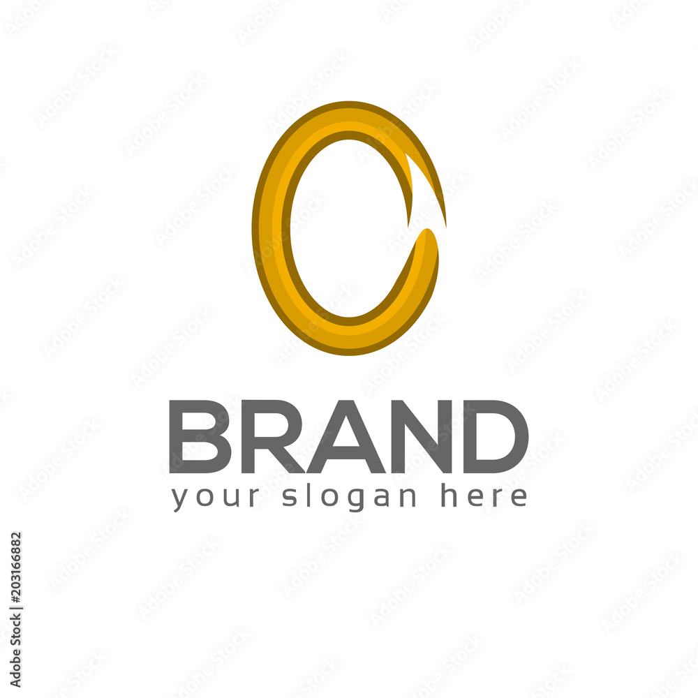 Letter O with ribbon on white background. Logo Design Template. Flat design Letter O with ribbon on white background. Logo Design Template. Flat design