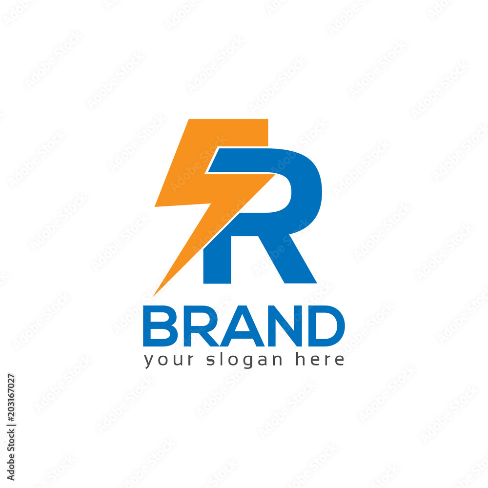 Letter S and R with electricity on white background. Logo Design Template. Flat design Letter S and R with electricity on white background. Logo Design Template. Flat design