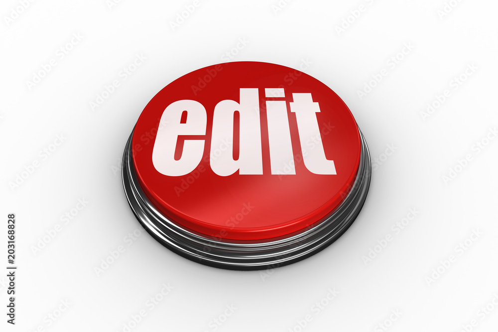 The word edit on digitally generated red push button The word edit on digitally generated red push button
