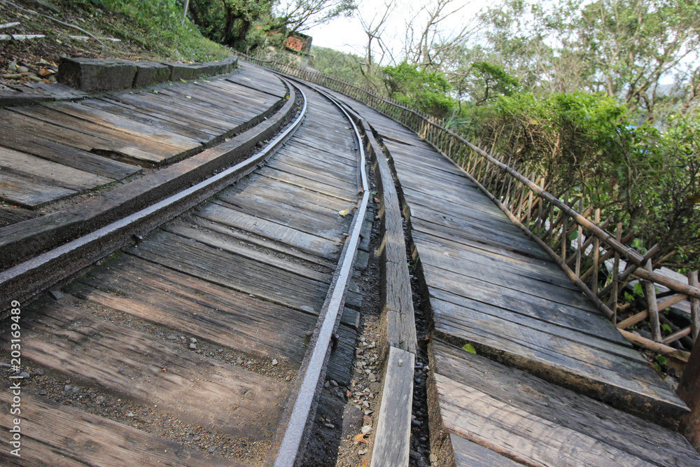 Fototapeta premium A Railway Line In The Country Curve
