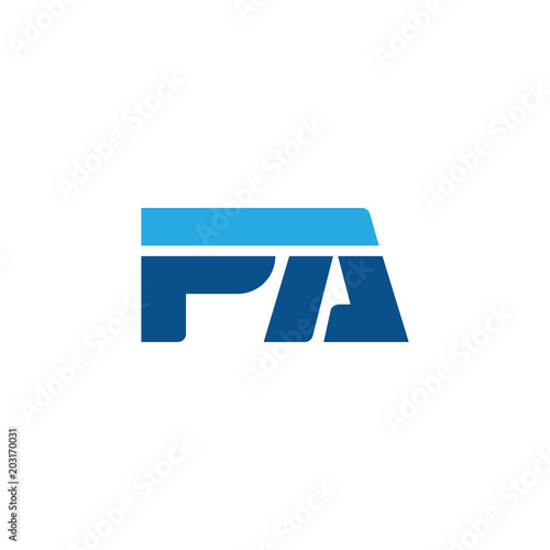 Initial letter PA, straight linked line bold logo, simple flat blue colors