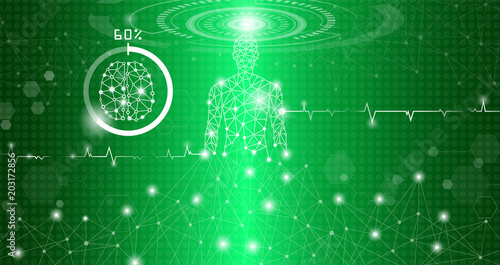abstract background technology concept in green light,human body heal,technology modern medical science in future and global international medical with tests analysis clone DNA human