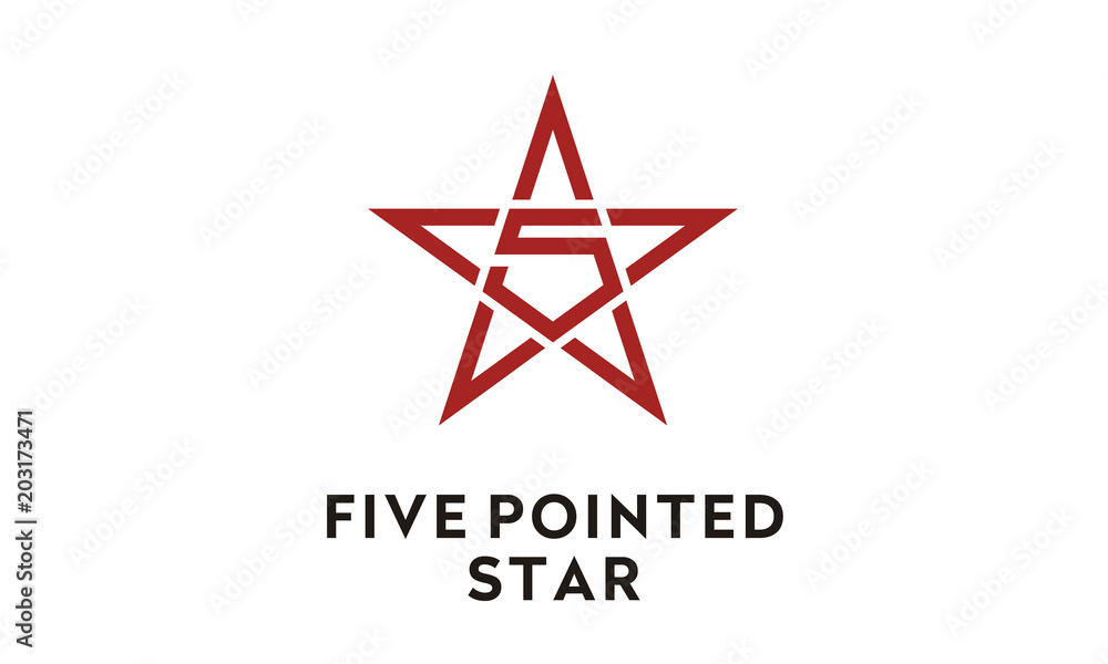 Pentagram 5 Five Pointed Star Logo Design Inspiration Stock Vector 