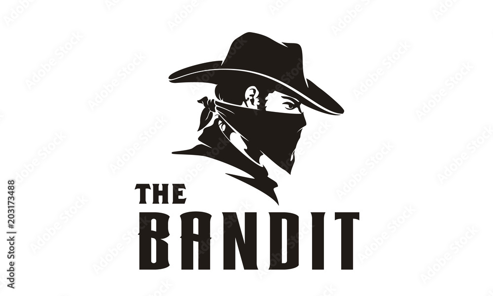 Western Bandit Wild West Cowboy Gangster with Bandana Scarf Mask Logo  illustration Stock Vector | Adobe Stock