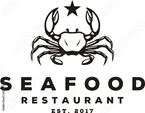 Seafood Crab Lobster Crayfish Prawn Shrimp vintage luxury logo design 