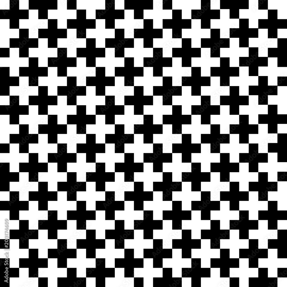 black crosses on white background. simple vector seamless pattern. abstract geometric background