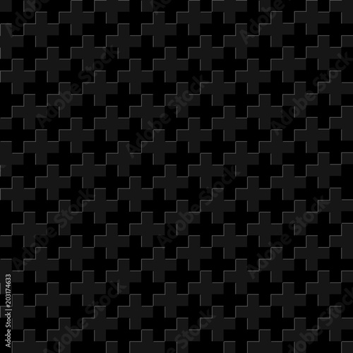 black crosses on dark background. simple vector seamless pattern. abstract geometric background
