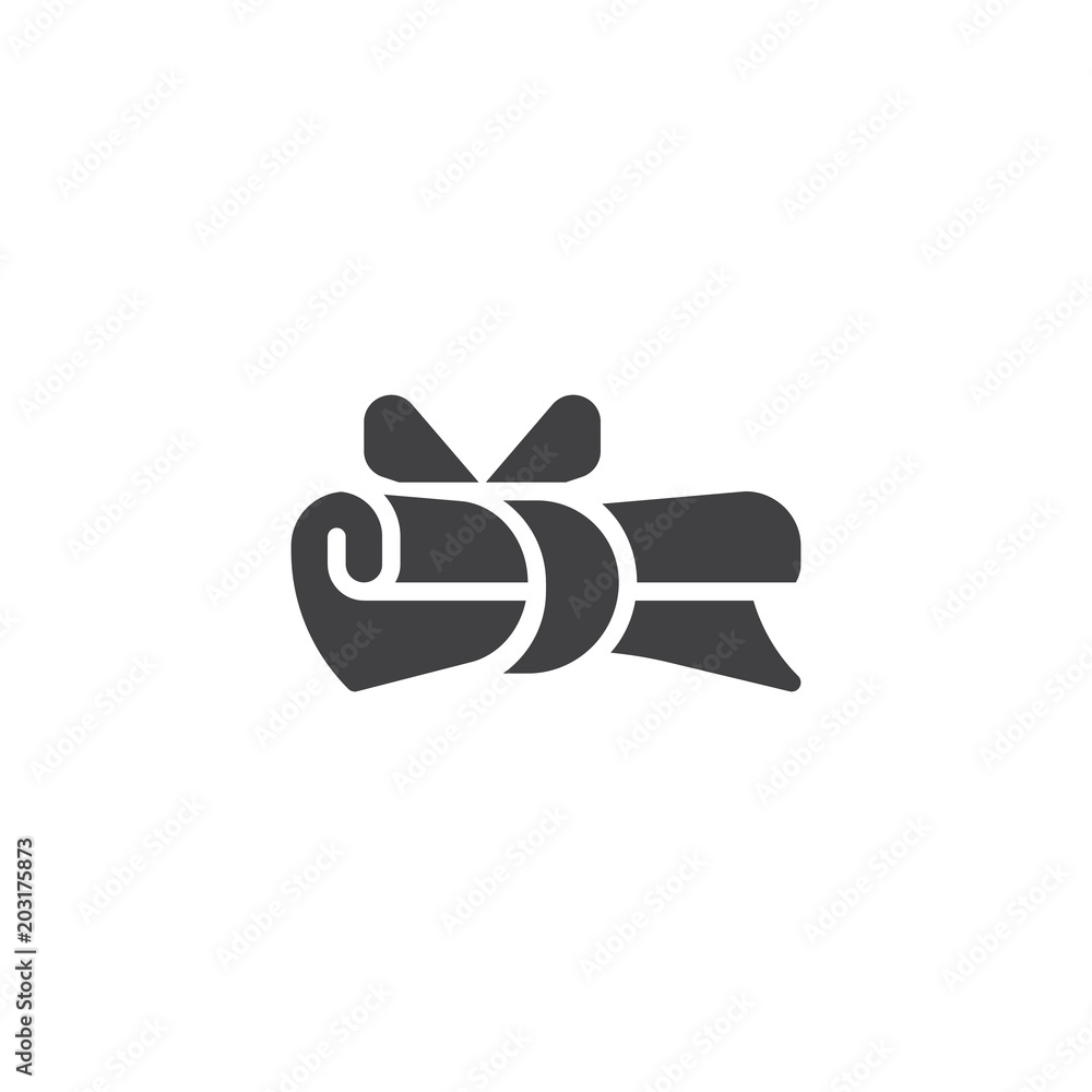 Gift letter vector icon. filled flat sign for mobile concept and web design.  Scroll paper with ribbon simple solid icon. Manuscript roll symbol, logo  illustration. Pixel perfect vector graphics Stock Vector |