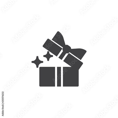Opened gift box vector icon. filled flat sign for mobile concept and web design. Surprise simple solid icon. Symbol, logo illustration. Pixel perfect vector graphics