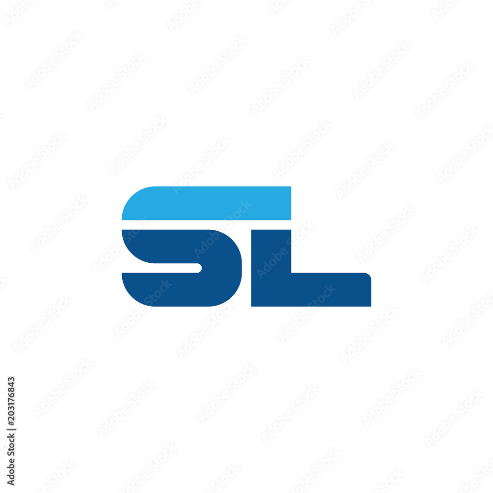 Initial letter SL, straight linked line bold logo, simple flat blue colors Initial letter SL, straight linked line bold logo, simple flat blue colors