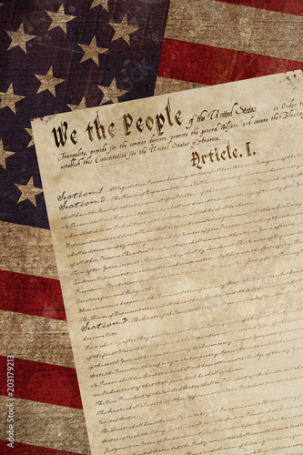 Quadro su tela declaration of independence against weathered surface