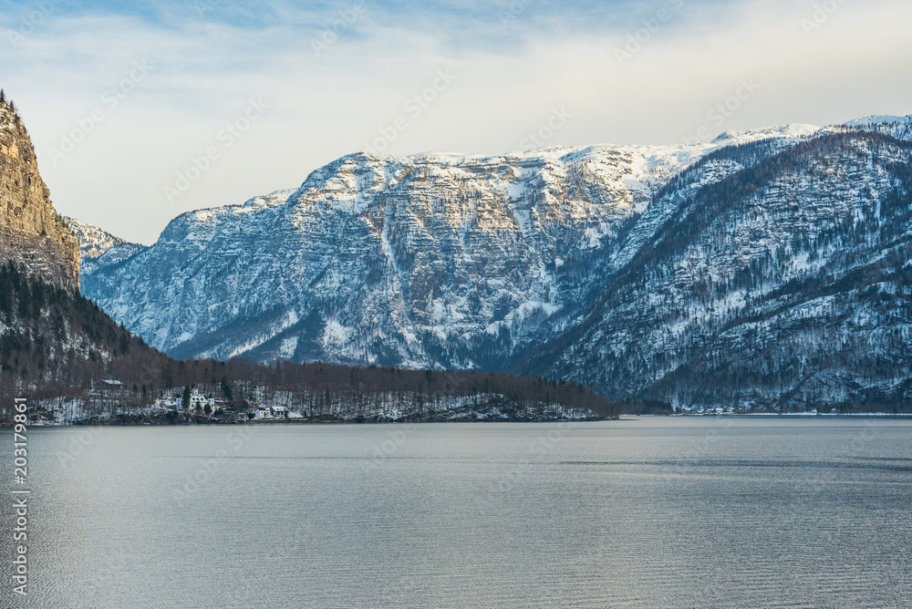 The beautiful Austrian mountain lake Hallstattersee. Austria