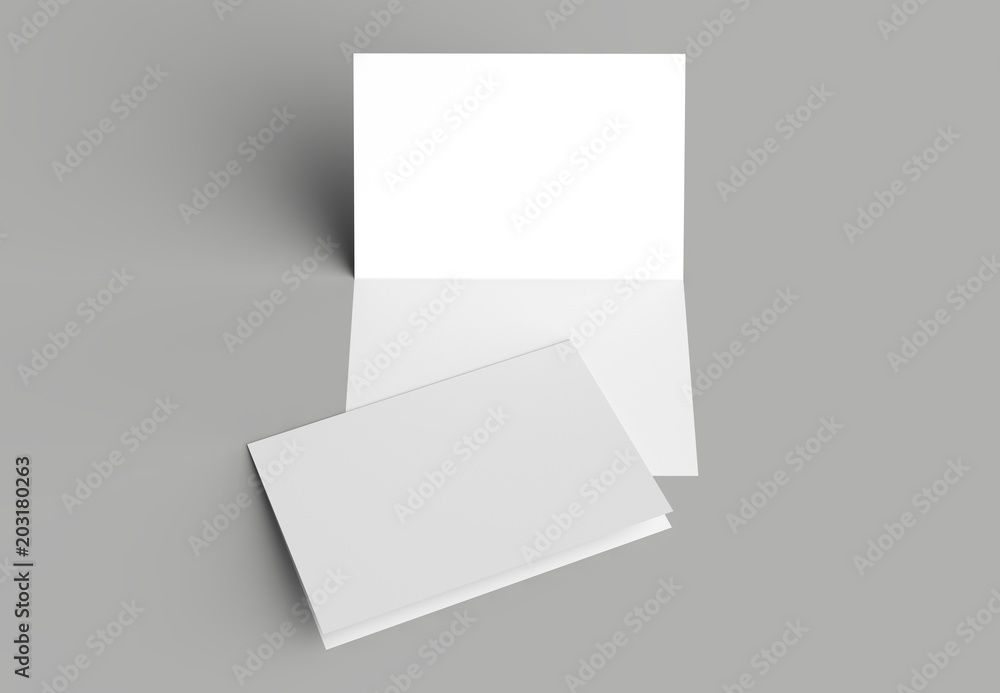 Bi fold vertical - landscape brochure or invitation mock up isolated on gray background. Bi fold vertical - landscape brochure or invitation mock up isolated on gray background.