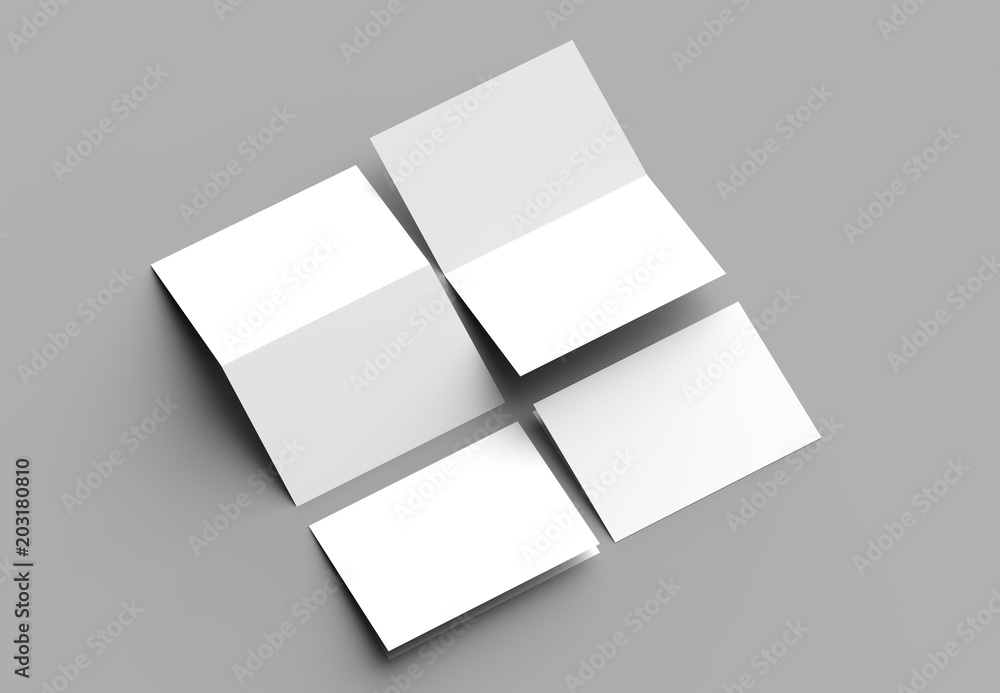 Bi fold vertical - landscape brochure or invitation mock up isolated on gray background. Bi fold vertical - landscape brochure or invitation mock up isolated on gray background.