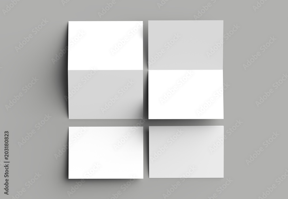 Bi fold vertical - landscape brochure or invitation mock up isolated on gray background. Bi fold vertical - landscape brochure or invitation mock up isolated on gray background.