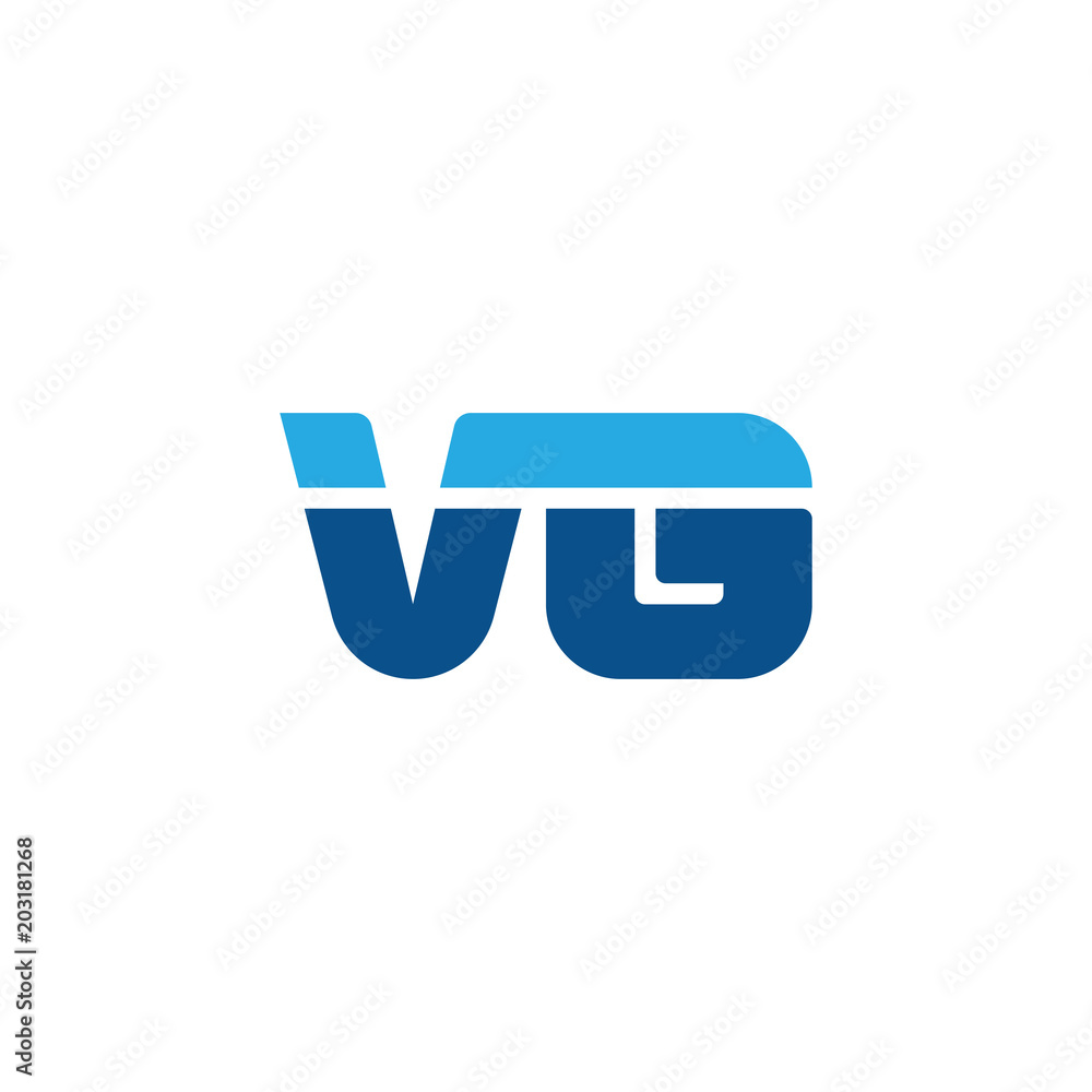 Initial letter VG, straight linked line bold logo, simple flat blue colors Initial letter VG, straight linked line bold logo, simple flat blue colors