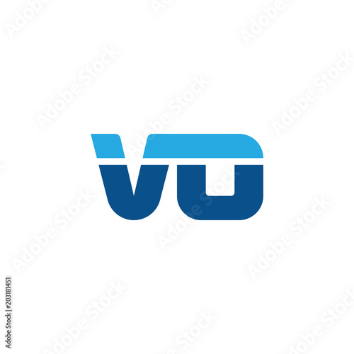Initial letter VO, straight linked line bold logo, simple flat blue colors © ariefpro
