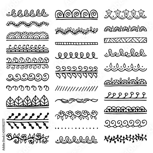 Mehndi style vector dividers. Set of creative hand drawn borders for your blog post decoration. Decorative lines for indian restaurant menu design. Perfect for your business.