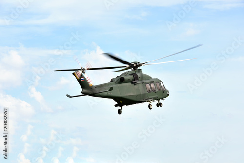 Fototapeta Naklejka Na Ścianę i Meble -  Helicopter on blue sky.