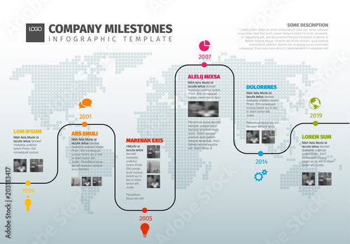 Timeline template with photo placeholders