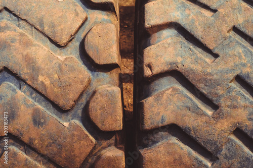 old tires on the dump truck