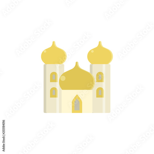 Arabian palace flat icon, vector sign, colorful pictogram isolated on white. Castle symbol, logo illustration. Flat style design