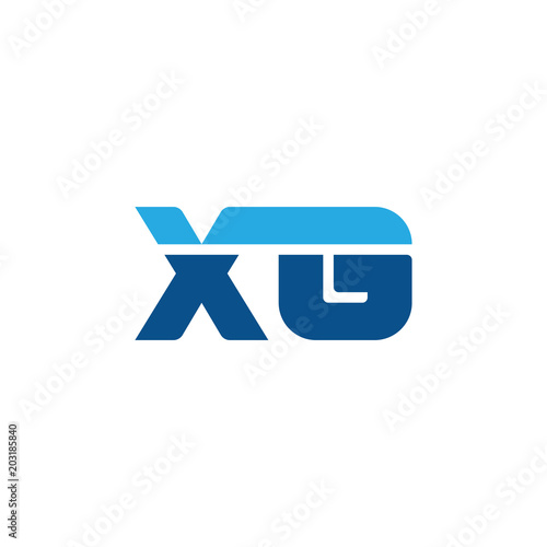 Initial letter XG, straight linked line bold logo, simple flat blue colors