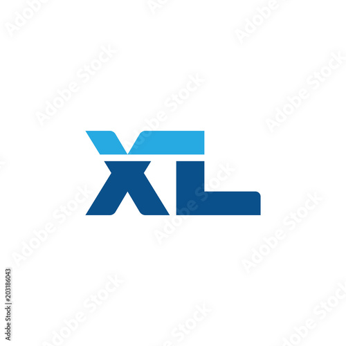 Initial letter XL, straight linked line bold logo, simple flat blue colors
