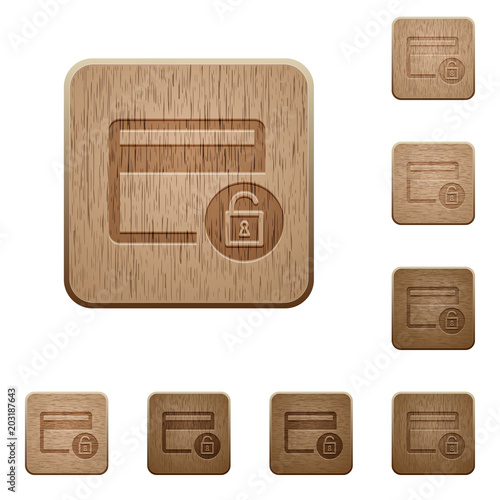 Unlock credit card transactions wooden buttons