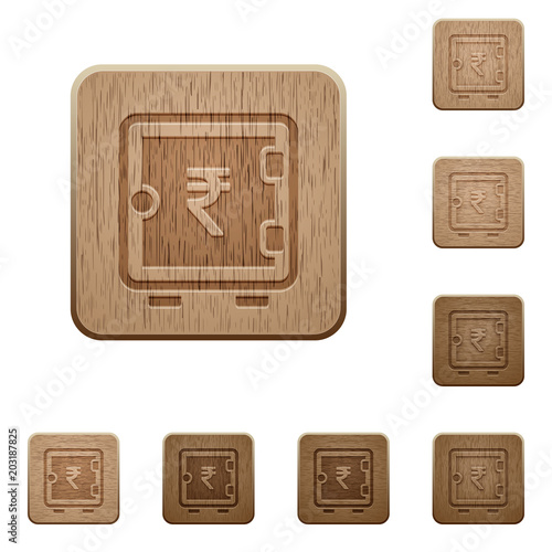 Indian Rupee strong box wooden buttons