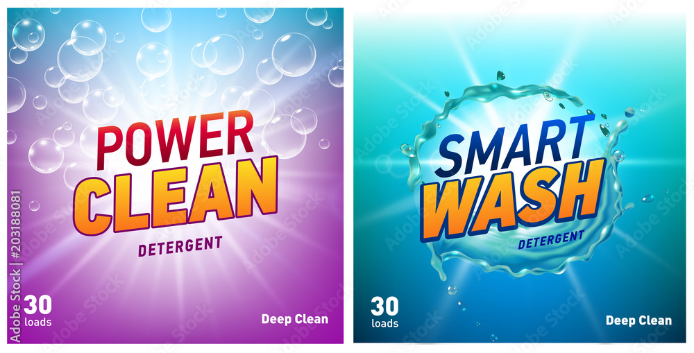 creative laundry detergent concept packaging design template set