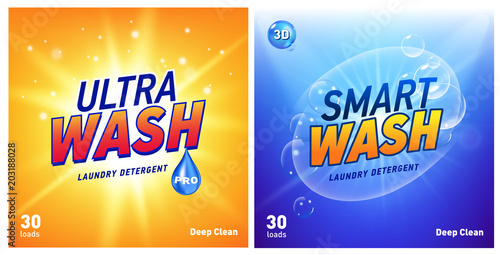 creative laundry detergent concept packaging design template set