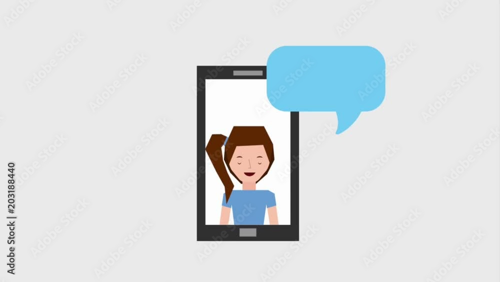 cute woman talking in screen mobile animation cute woman talking in screen mobile animation