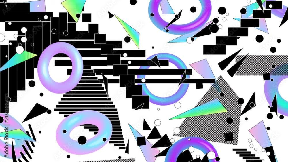4k video creative background with 3d shapes in memphis style. 4k video creative background with 3d shapes in memphis style.