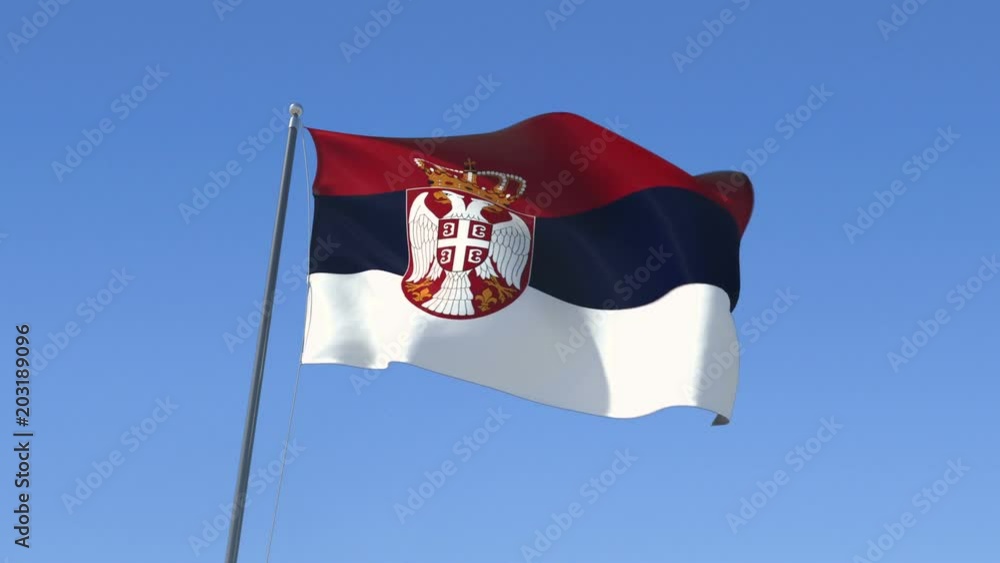 Flag of Serbia Waving Flag of Serbia Waving
