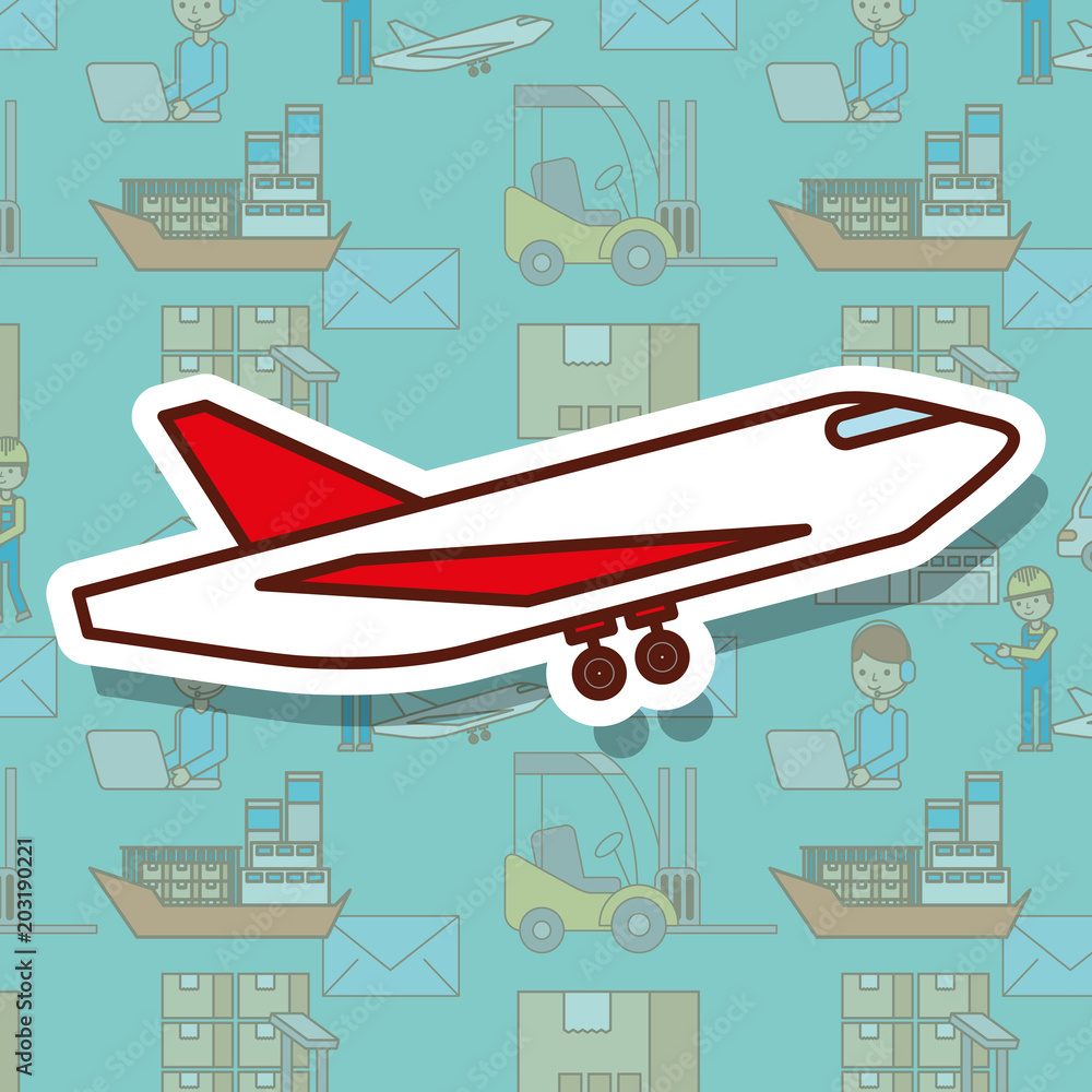 logistic airplane transport delivery cargo vector illustration