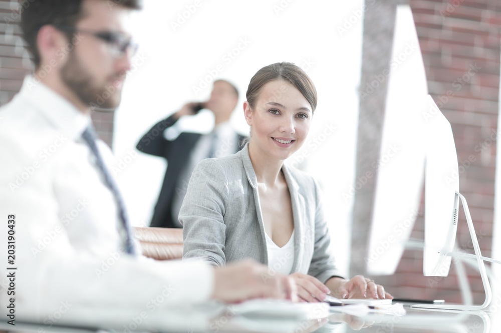 Fototapeta premium closeup. business lady with his assistant