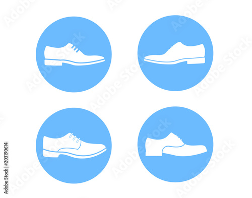 Office casual shoes flat icon set ( blue version )