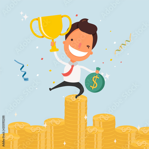 Business cartoon character success.Vector illustration .