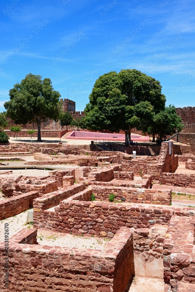 View of the Medieval ruins inside the castle, Silves, Portugal, Europe.