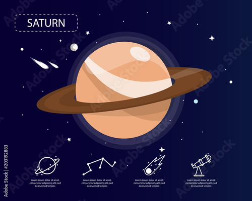 The saturn infographic in universe concept.