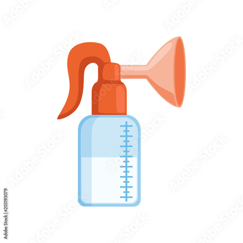 Manual breast pump with breast milk vector Illustration on a white background