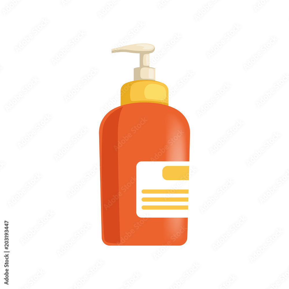 Plastic bottle with dispenser for cream, lotion or liquid soap vector Illustration on a white background Plastic bottle with dispenser for cream, lotion or liquid soap vector Illustration on a white background